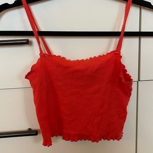 Coral/red ruffled crop tank top from Topshop